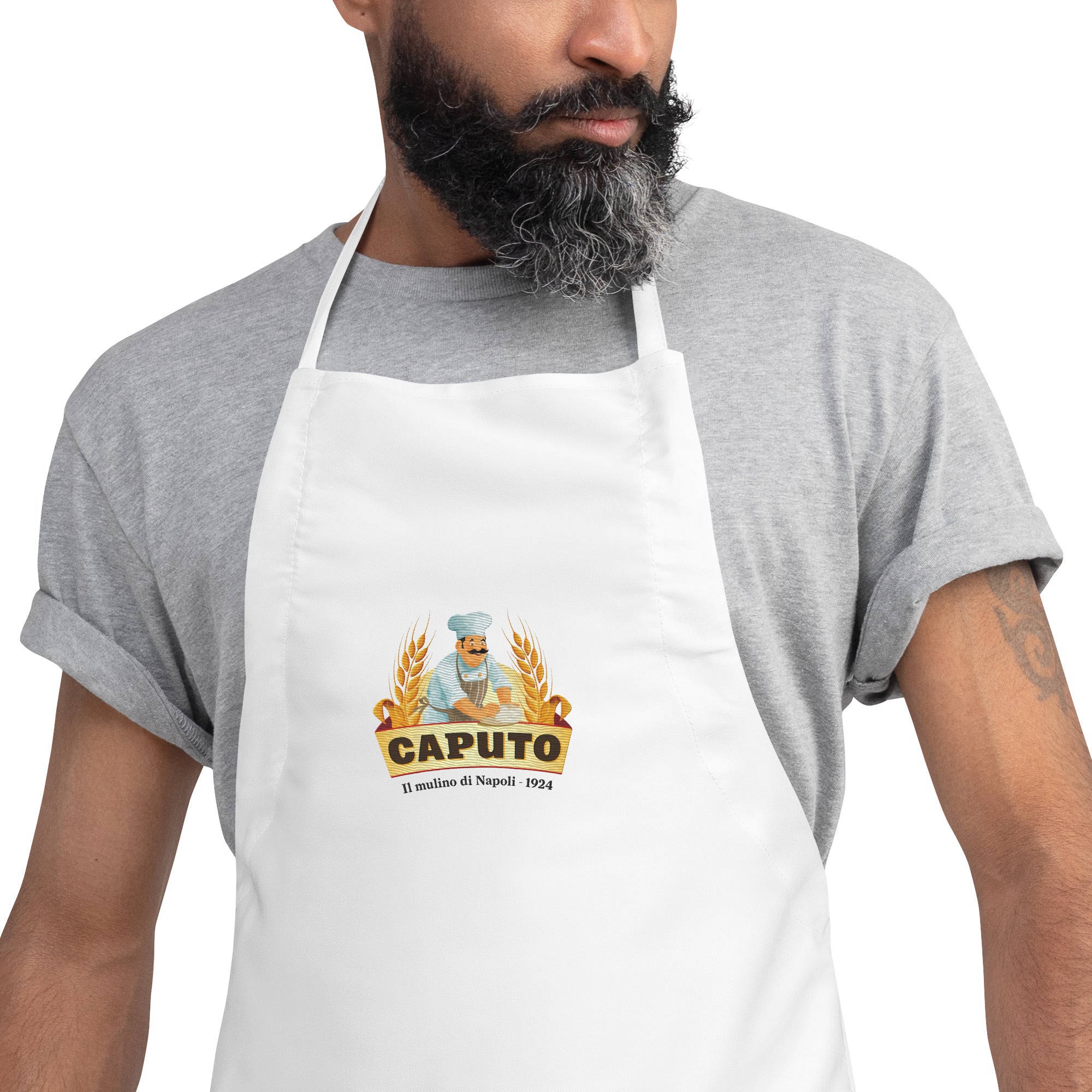 Caputo Embroidered Apron - White-Caputo Flour